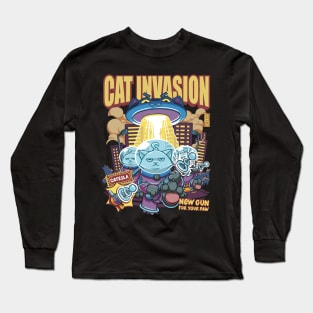 Cat Invasion: Tesla Gun Long Sleeve T-Shirt